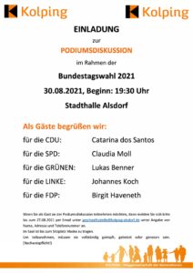 Read more about the article Podiumsdiskussion zur Bundestagswahl ´21 in Alsdorf